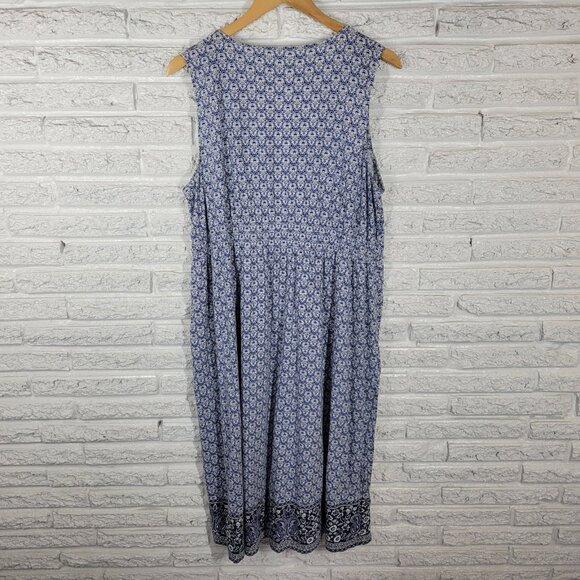 Charter Club Womens Dress 2X Plus Sleeveless Blue Geometric Crochet GEO188E - Picture 7 of 12